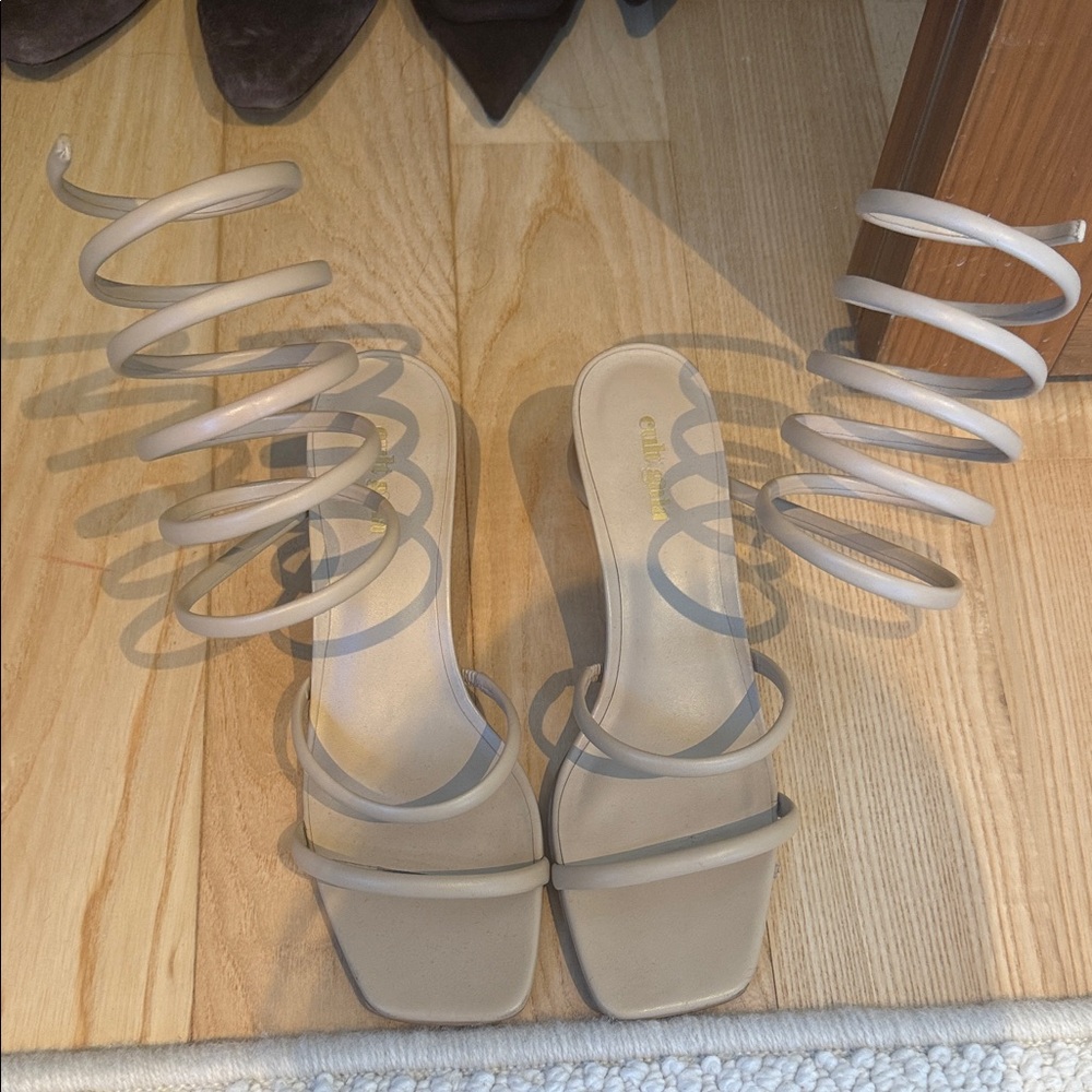 Cult Gaia Beige Spiral Strap Heels